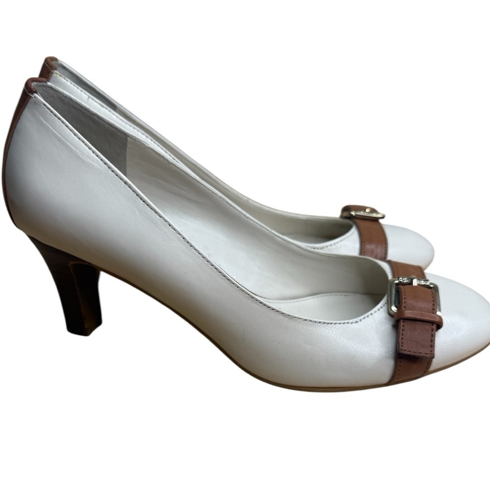 Lauren Ralph Lauren Cream & Tan Buckle Pumps – Women’s Size 6.5B - Picture 2 of 9